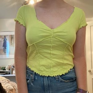 Urban Outfitters Neon Yellow Fitted Top
